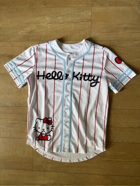 Hello Kitty White Top Red Pinstripes Light Blue Trim hula hoop size small Sanrio